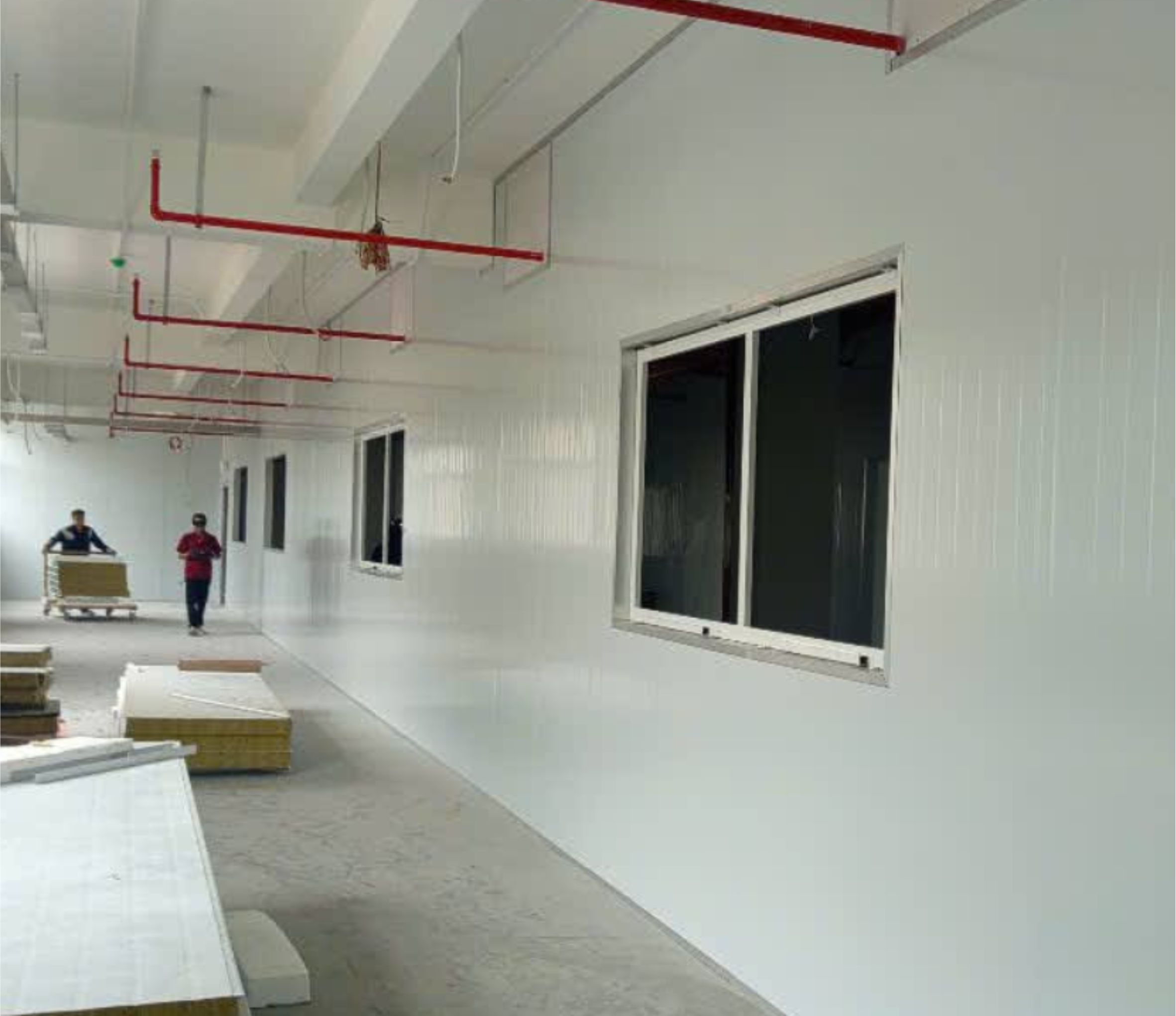 Vách kính chống cháy - Mẫu vách nằm ngang tường
